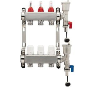   Padlófűtés osztó-gyűjtő áramlásmérővel, töltő-ürítővel, inox  2 körös